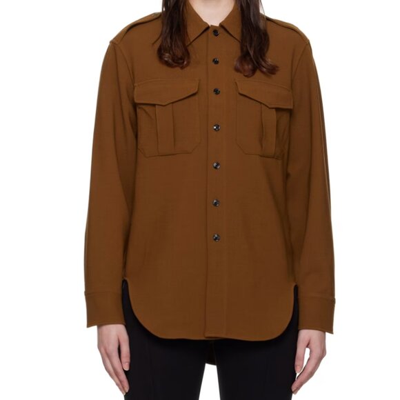 NWT Rag Bone Shirt Womens Medium Camel Howie Military Wool Button Up Top M - Picture 1 of 8